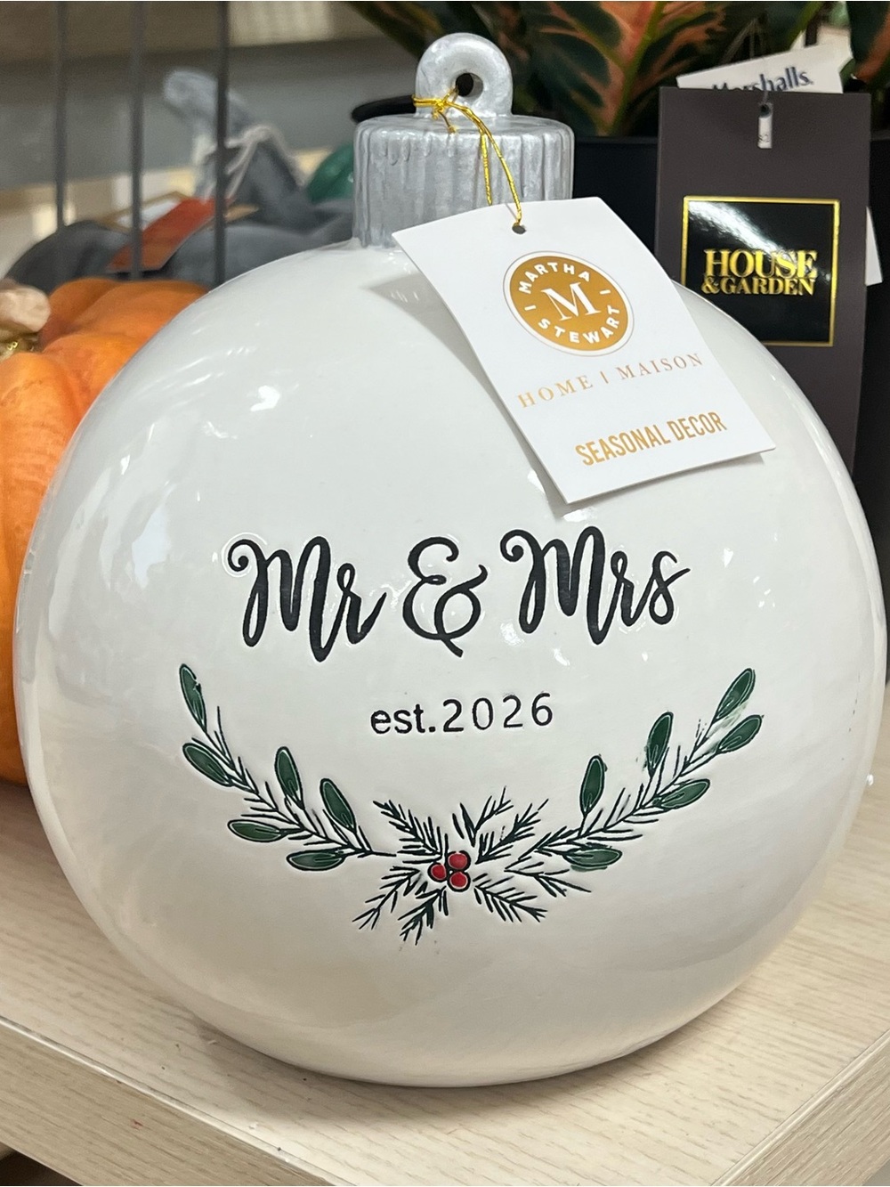 Martha Stewart 2026 Mr & Mrs X-Mas 10” Ornament Keepsake Decor NWT
